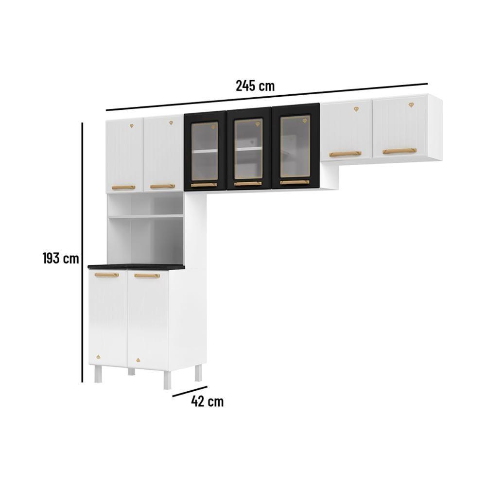 Cozinha Compacta Aço 3 Peças Com Armário Para Forno-micro-ondas Multimóveis Cr20367 Branco-preto - 2