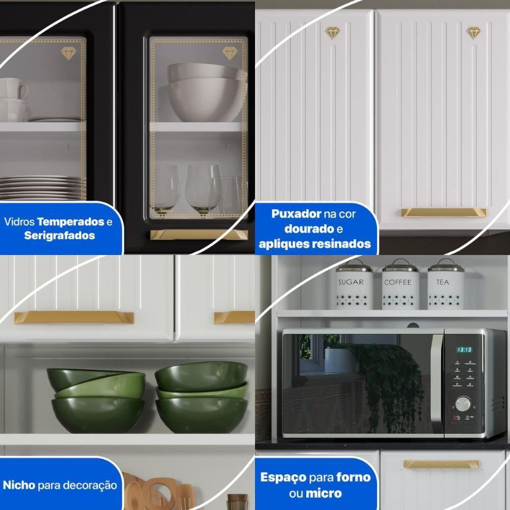 Cozinha Compacta Aço 3 Peças Com Armário Para Forno-micro-ondas Multimóveis Cr20367 Branco-preto - 5