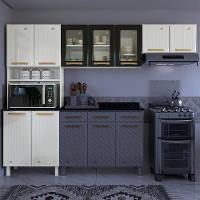 Cozinha Compacta Aço 3 Peças Com Armário Para Forno-micro-ondas Multimóveis Cr20367 Branco-preto - 6