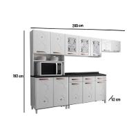 Cozinha Completa Modulada De Aço 4 Peças Com Vidros E Balcão Multimóveis Cr20353 Branco - 3