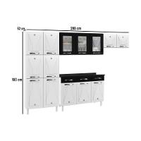 Cozinha Completa Modulada De Aço 4 Peças Com Vidros E Balcão Multimóveis Cr20356 Branco-preto - 3