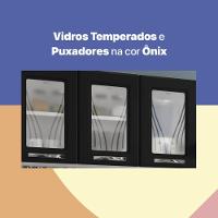 Cozinha Completa Modulada De Aço 4 Peças Com Vidros E Balcão Multimóveis Cr20356 Branco-preto - 7
