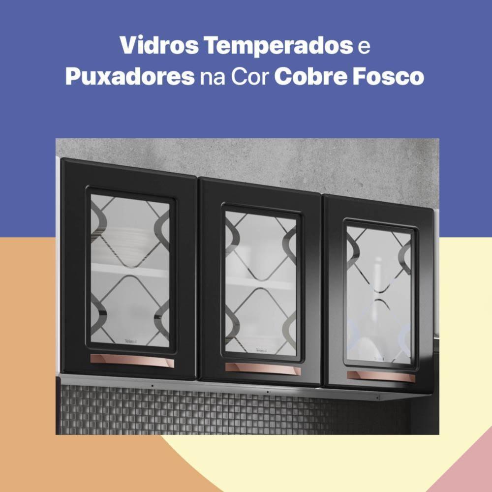 Cozinha Completa Modulada De Aço 4 Peças Com Vidros E Balcão Multimóveis Cr20353 Branco-preto - 2