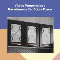 Cozinha Completa Modulada De Aço 4 Peças Com Vidros E Balcão Multimóveis Cr20353 Branco-preto - 2