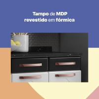 Cozinha Completa Modulada De Aço 4 Peças Com Vidros E Balcão Multimóveis Cr20353 Branco-preto - 6