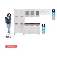 Cozinha Completa Modulada De Aço 4 Peças Com Vidros E Gabinete Pia Multimóveis Cr20352 Branco - 3