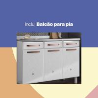 Cozinha Completa Modulada De Aço 4 Peças Com Vidros E Gabinete Pia Multimóveis Cr20352 Branco