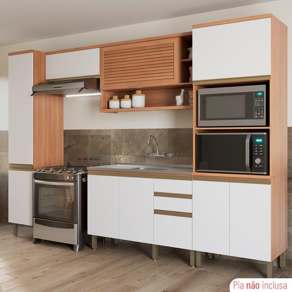 Cozinha Completa Modulada 5 Peças Com Torre Quente E Gabinete Pia Multimóveis Cr20407 Freijó-branco - 2