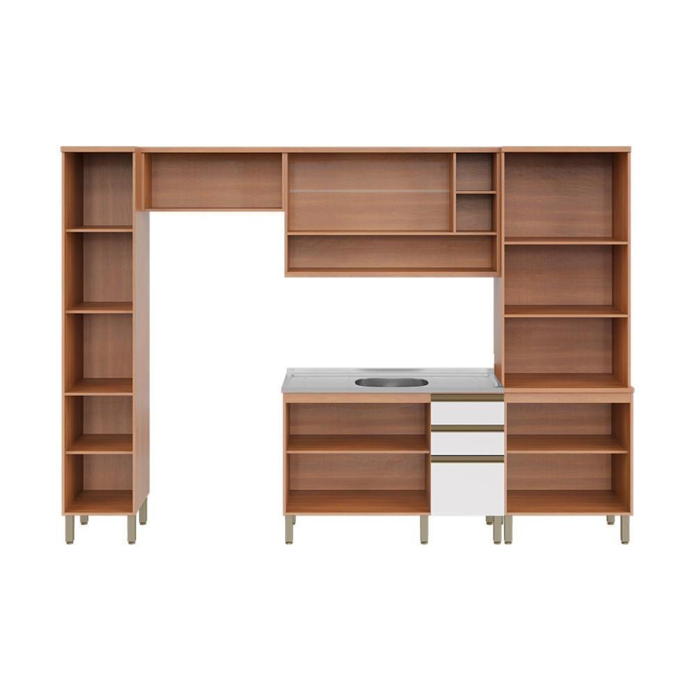 Cozinha Completa Modulada 5 Peças Com Torre Quente E Gabinete Pia Multimóveis Cr20407 Freijó-branco - 4