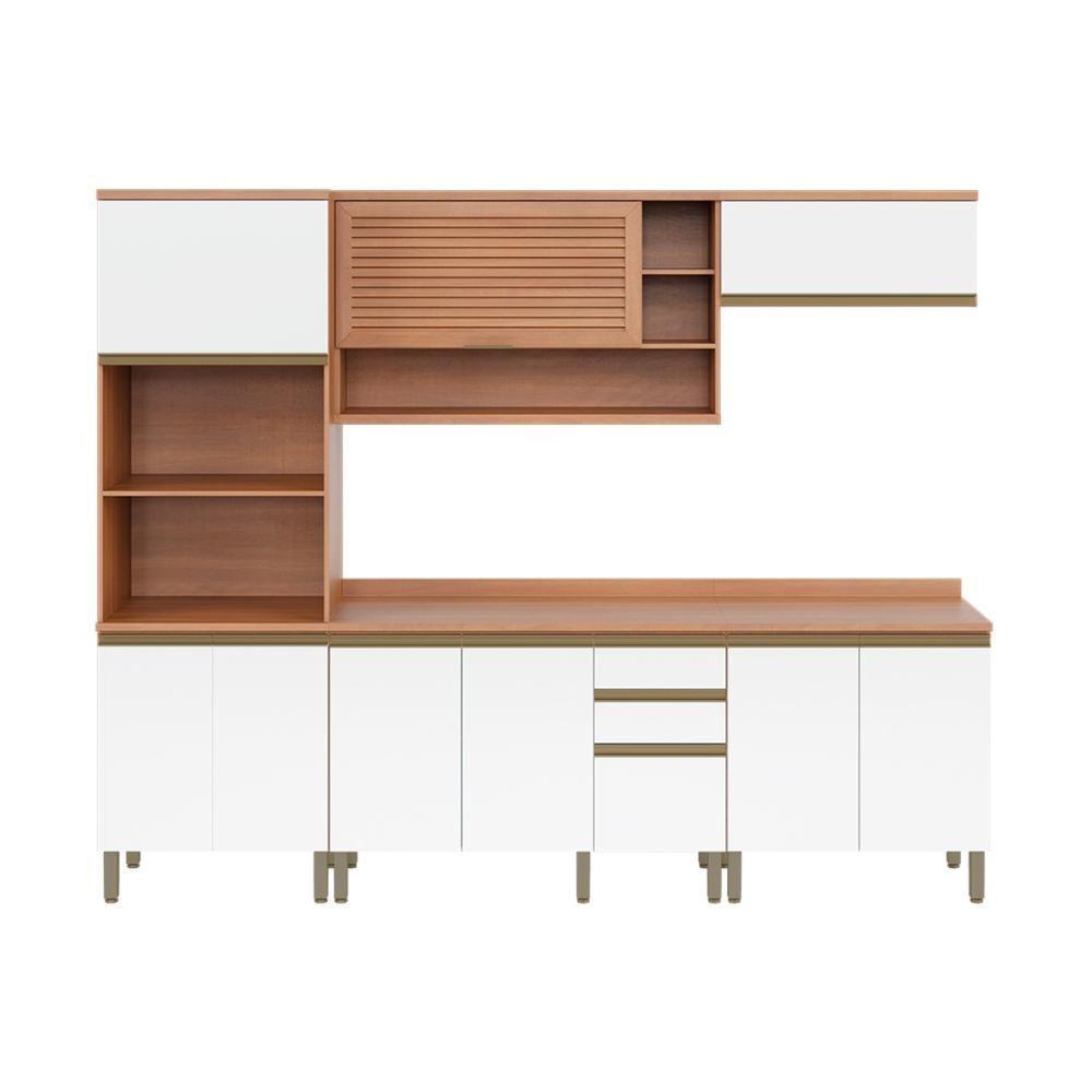 Cozinha Completa Modulada 5 Peças Com Torre Quente E Balcão Multimóveis Cr20404 Freijó-branco - 2