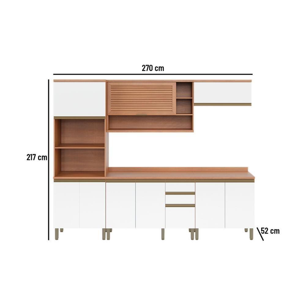 Cozinha Completa Modulada 5 Peças Com Torre Quente E Balcão Multimóveis Cr20404 Freijó-branco - 3