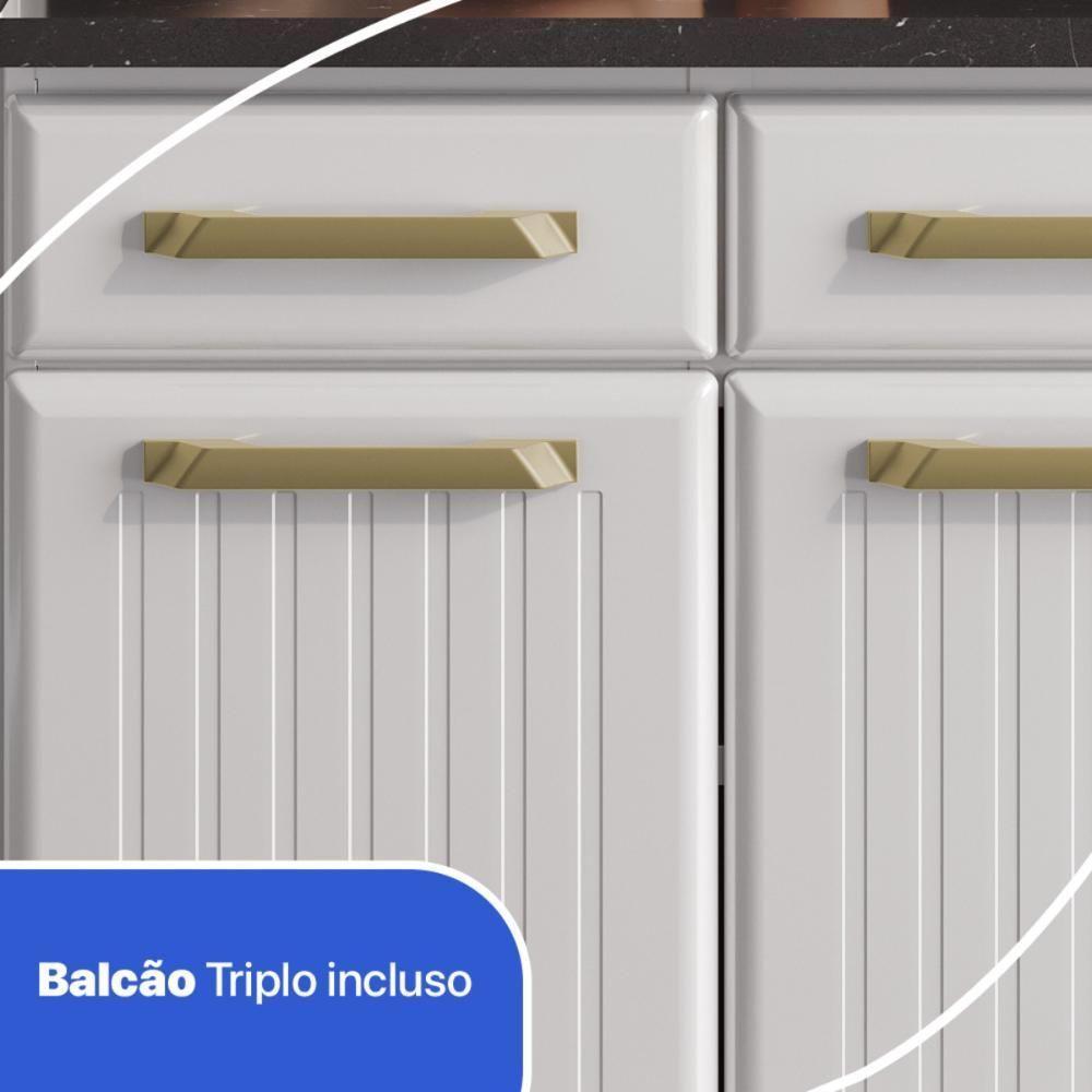 Cozinha Completa Modulada Aço 4 Peças Com Balcão Com Tampo Multimóveis Cr20370 Branco - 5