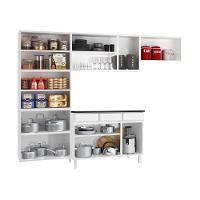 Cozinha Completa Modulada Aço 4 Peças Com Balcão Com Tampo Multimóveis Cr20370 Branco