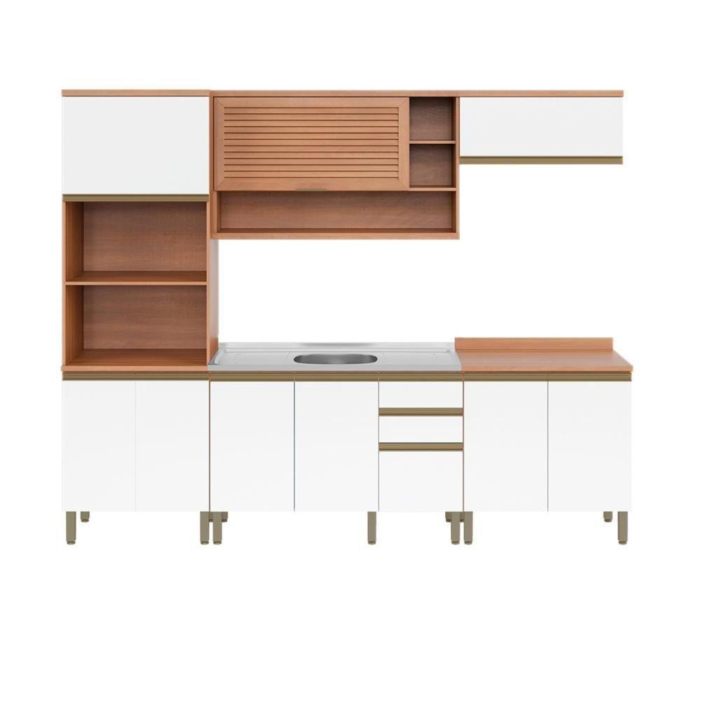 Cozinha Completa Modulada 5 Peças Com Torre Quente E Gabinete Pia Multimóveis Cr20405 Freijó-branco - 1