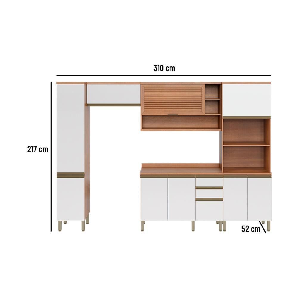 Cozinha Completa Modulada 5 Peças Com Torre Quente E Balcão Multimóveis Cr20406 Freijó-branco - 6