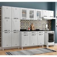 Cozinha Completa Modulada De Aço 4 Peças Com Vidros E Balcão Multimóveis Cr20356 Branco - 1