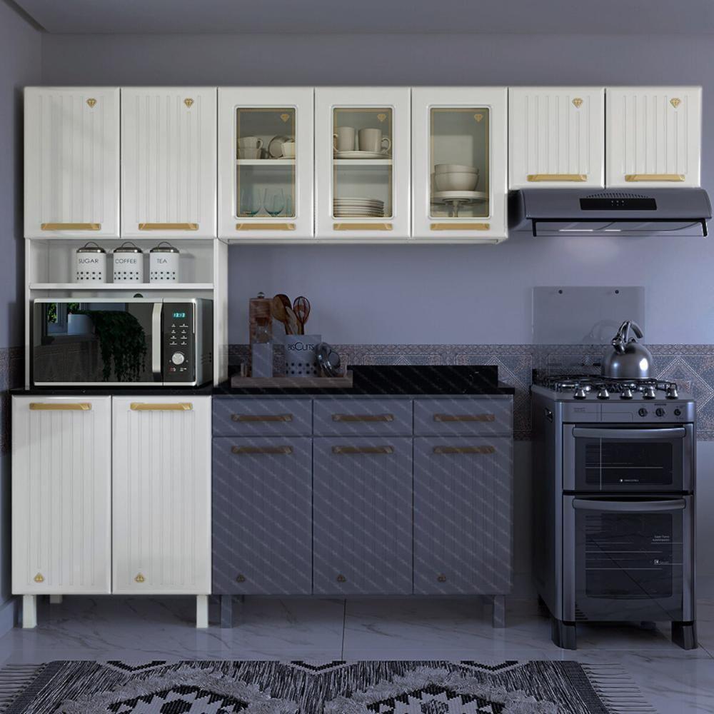 Cozinha Compacta Aço 3 Peças Com Armário Para Forno-micro-ondas Multimóveis Cr20367 Branco - 6