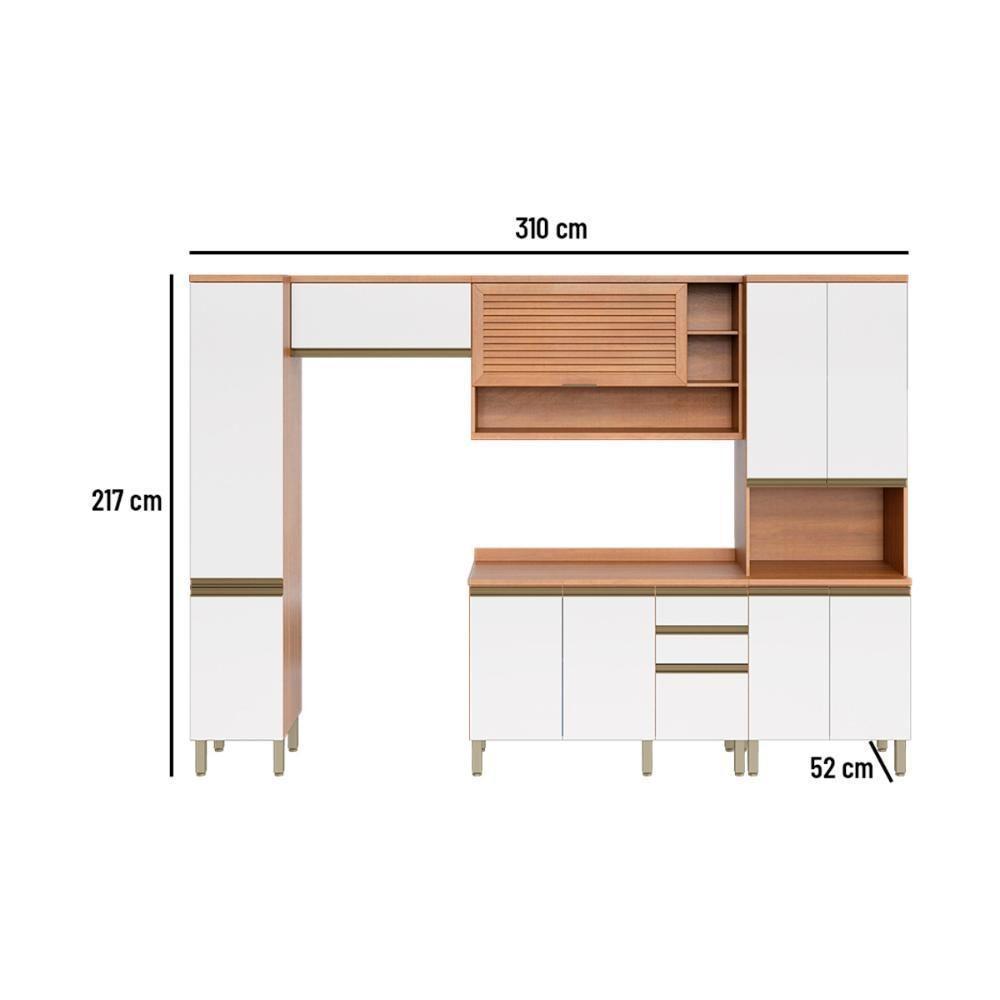 Cozinha Completa Modulada 5 Peças Com Balcão Multimóveis Cr20408 Freijó-branco - 3