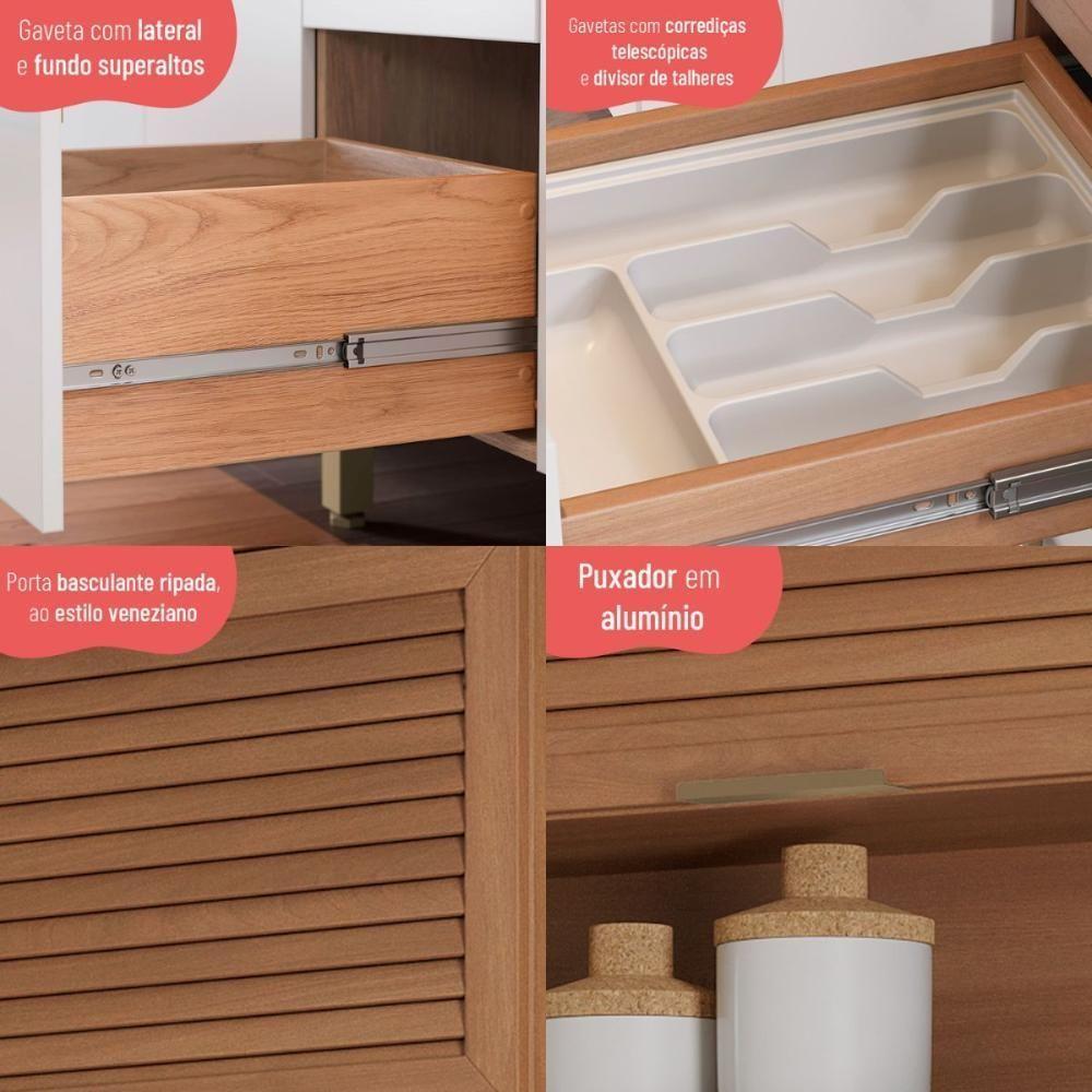 Cozinha Completa Modulada 5 Peças Com Balcão Multimóveis Cr20408 Freijó-branco - 9