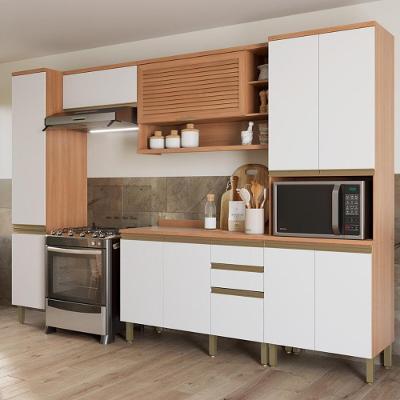 Cozinha Completa Modulada 5 Peças CR20408 6 Portas 1 Gaveta MDP 310cm Freijó-branco
