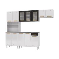 Cozinha Completa De Aço 4 Peças Armário Para Forno-micro E Balcão Multimóveis Cr20371 Branco-preto - 2