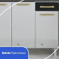 Cozinha Completa De Aço 4 Peças Armário Para Forno-micro E Balcão Multimóveis Cr20371 Branco-preto - 5