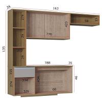 Cozinha Suspensa Com Balcão Mel 163 Cm Damasco Ripado Off White- Poquema - 5