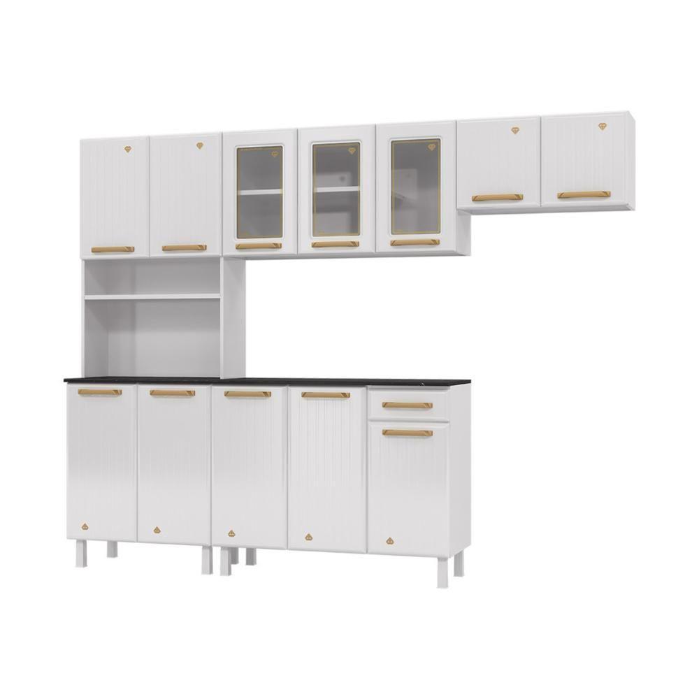 Cozinha Completa De Aço 4 Peças Armário Para Forno-micro E Balcão Multimóveis Cr20371 Branco - 2