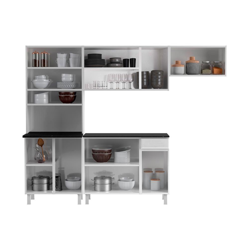 Cozinha Completa De Aço 4 Peças Armário Para Forno-micro E Balcão Multimóveis Cr20371 Branco - 4
