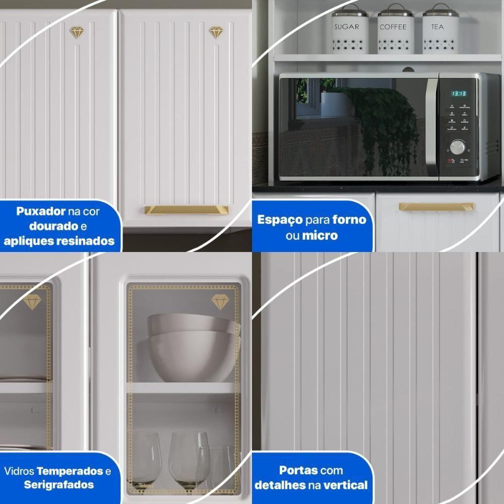 Cozinha Completa De Aço 4 Peças Armário Para Forno-micro E Balcão Multimóveis Cr20371 Branco - 7