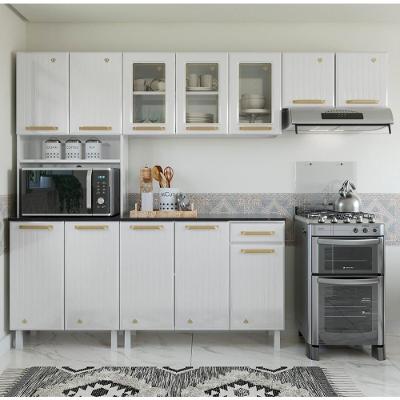 Cozinha Completa de Aço 4 Peças CR20371 6 Portas 1 Gaveta 245cm Branco