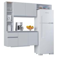 Cozinha Suspensa Com Balcão Mel 163 Cm Branco- Poquema - 1