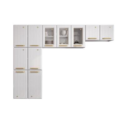 Cozinha Compacta Cr20368 11 Portas em Aço 245cm Branco com Armários Aéreos e Paneleiro