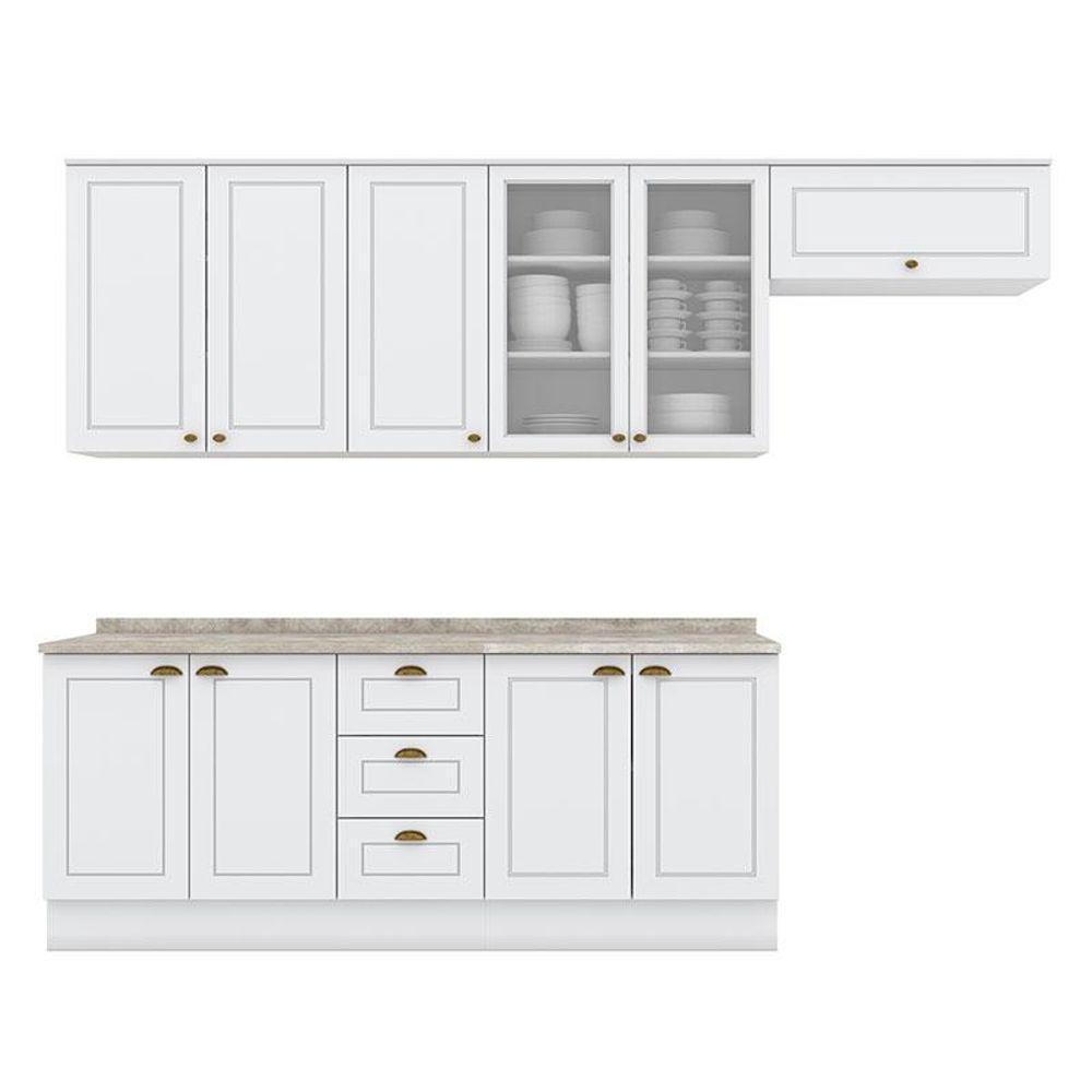 Cozinha Modulada Nova York 6 Peças Branco Hp Com Tampo Calcare - Henn - 1
