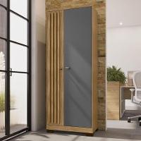 Comôda Madri Com Armário Multiuso Versátile Carvalho Americano Grafite - Incorplac - 6