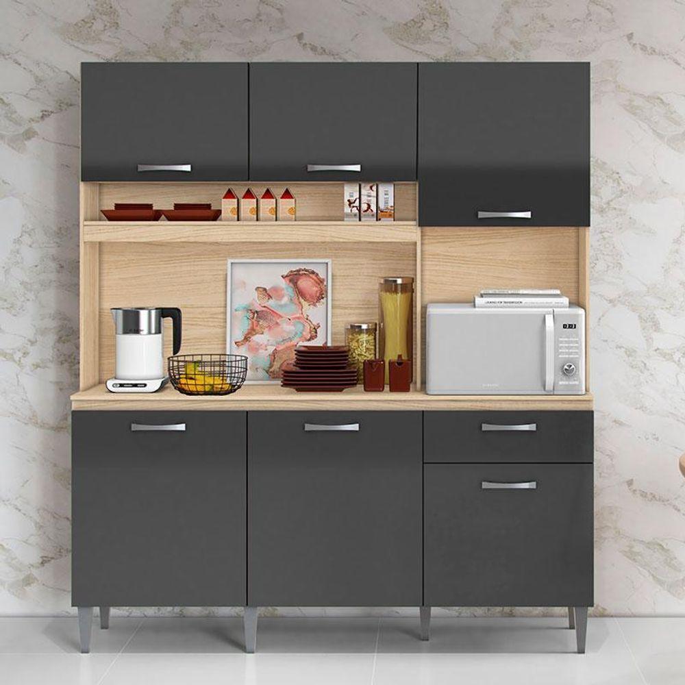 Kit Cozinha Compacta Siena 2000446 Avena Grafite - Aramóveis - 4