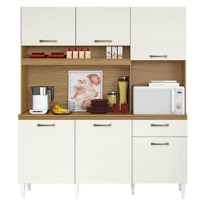 Kit Cozinha Compacta Siena 2000446 5 Portas 2 Gavetas MDF 160cm Off White Brilhante