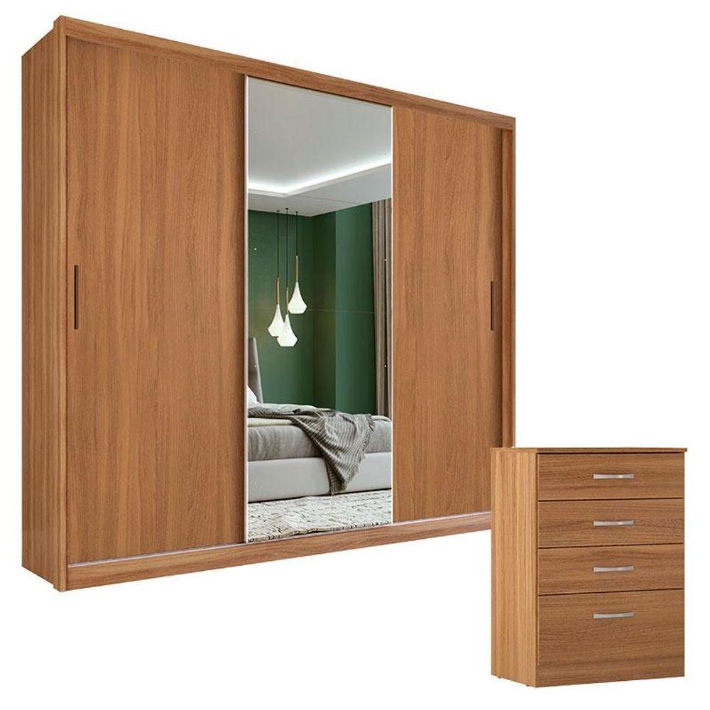 Cômoda Astral E Guarda Roupa Casal Dalila 32411 Amendola Off White Flex - Demóbile - 1