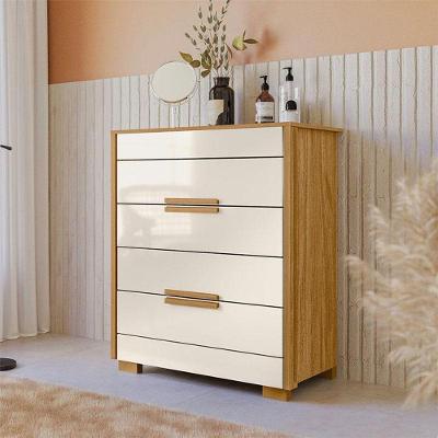 Cômoda Gaveteiro Dhara 4 Gavetas MDP Texturizado com Puxadores MDF Off White