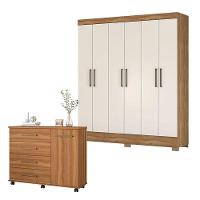 Cômoda Flora E Guarda Roupa Casal Verso Amêndola Off White - Demóbile - 1