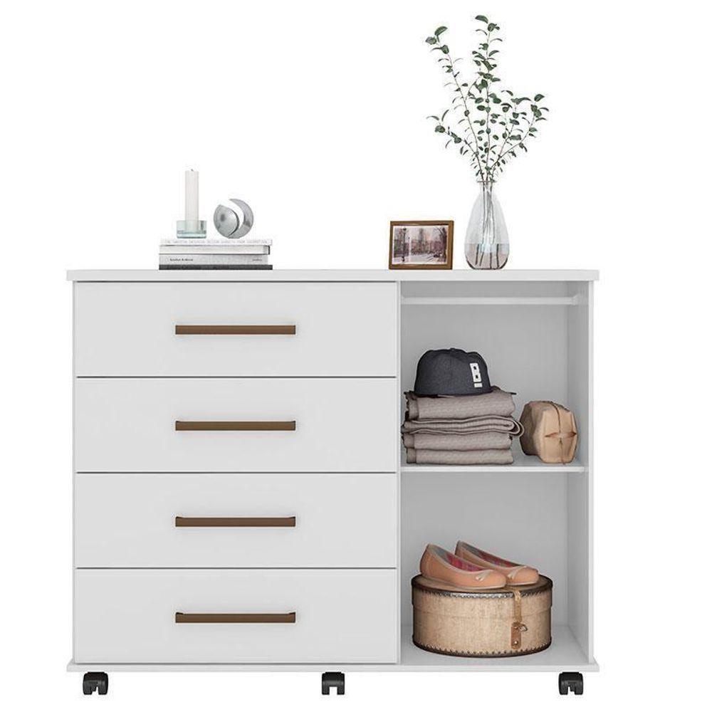 Cômoda Flora E Guarda Roupa Solteiro Lótus Branco Flex - Demóbile - 3
