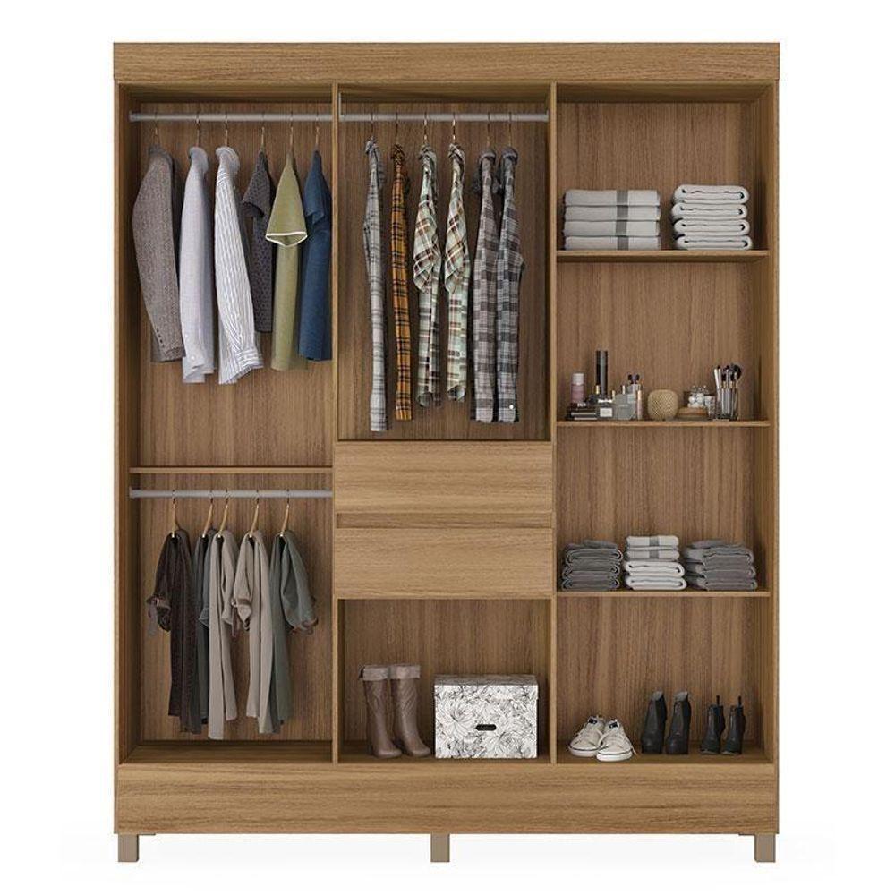 Cômoda Flora E Guarda Roupa Casal Munique Amêndola Touch Com Espelho - Demóbile - 5