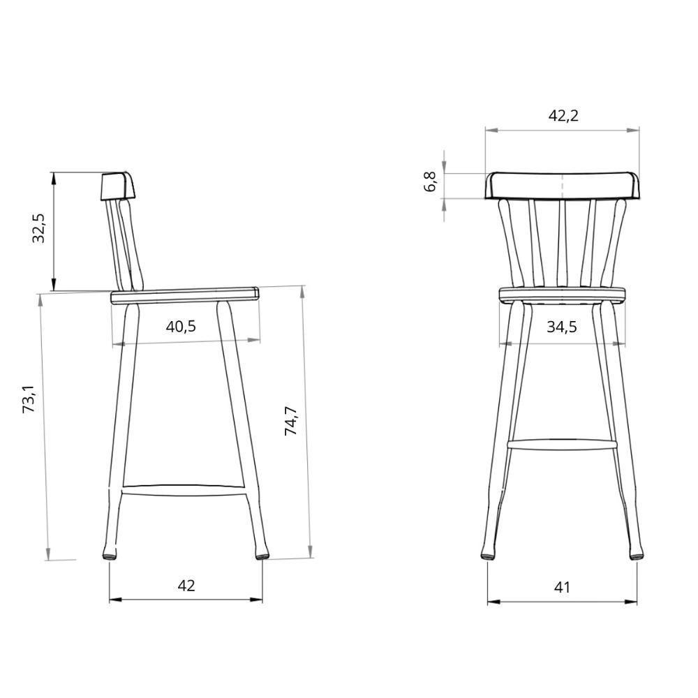 Kit 2 Banquetas Altas De Madeira Maciça Para Sala De Jantar-bar Multimóveis Cr50116 Castanho - 3