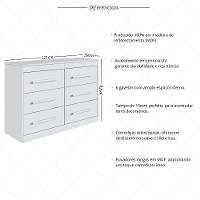 Cômoda Com 6 Gavetas 121cm Multimóveis Cr35263 Branco - 3