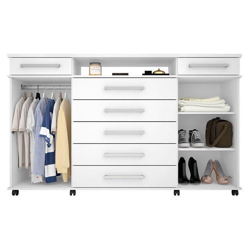 Cômoda London E Guarda Roupa Solteiro Astro Branco Flex - Demóbile - 3