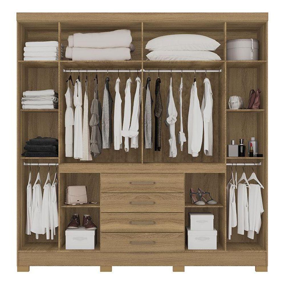 Cômoda Montevidéu E Guarda Roupa Casal New Realce Amêndola Touch - Demóbile - 5