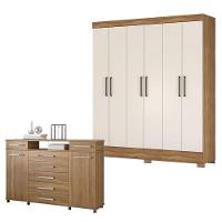 Cômoda London E Guarda Roupa Casal Verso Amêndola Off White - Demóbile - 1