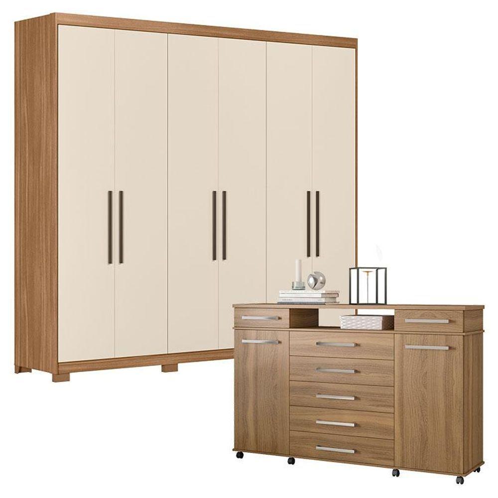 Cômoda London E Guarda Roupa Casal Venice 62780pe Amendola Touch Off White Com Pés - Demóbile - 1