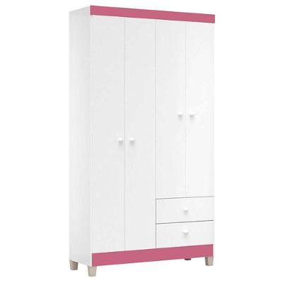 Cômoda Gaveteiro e Guarda Roupa Baby Kids Flex 4 Portas 7 Gavetas MDP 100cm Branco Incorplac