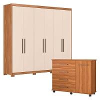 Cômoda Flora E Guarda Roupa Casal Venice 62780pe Amendola Touch Off White Com Pés - Demóbile - 1